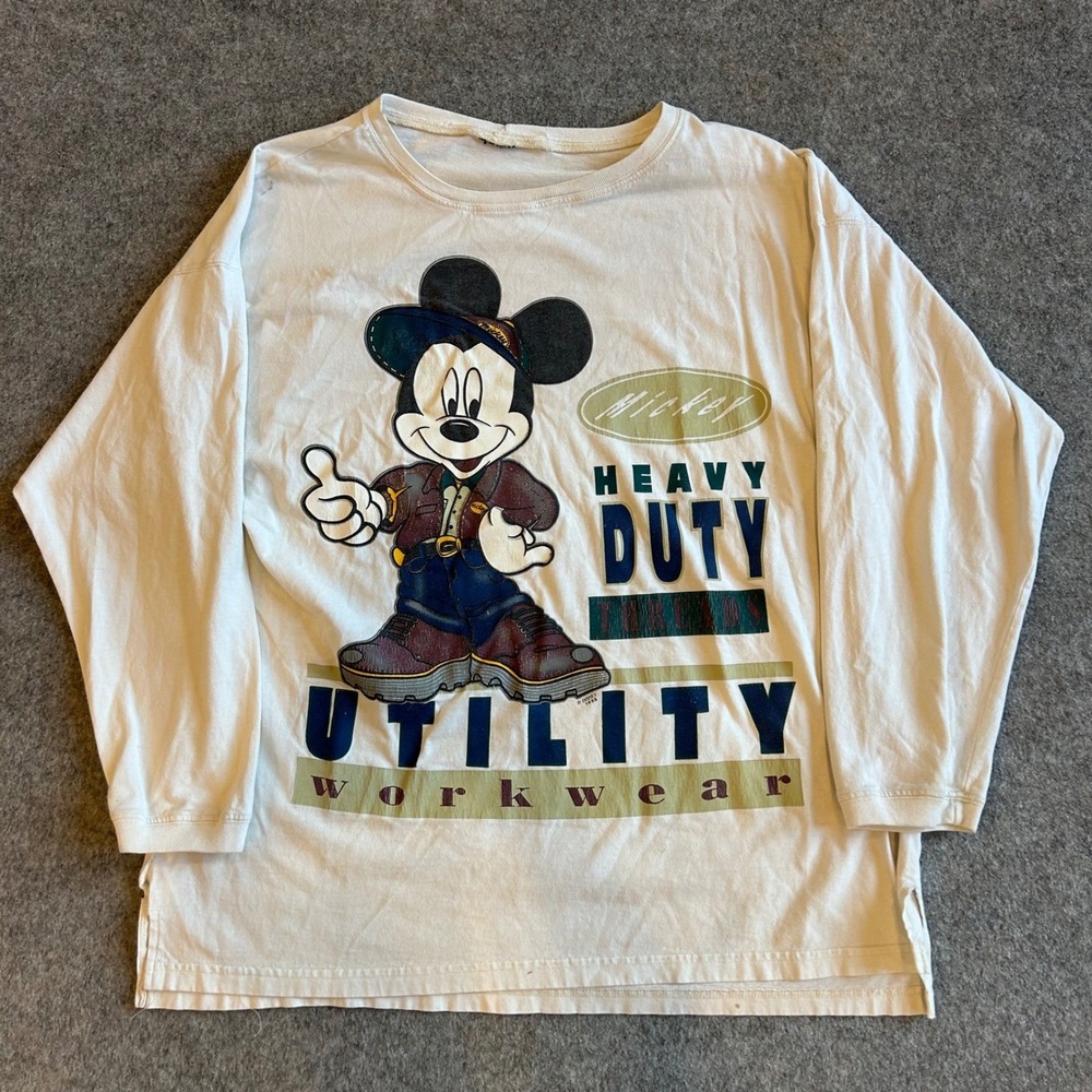Vintage Disney‎ Mickey Mouse Heavy Duty Utility Workwear Long Sleeve Shirt